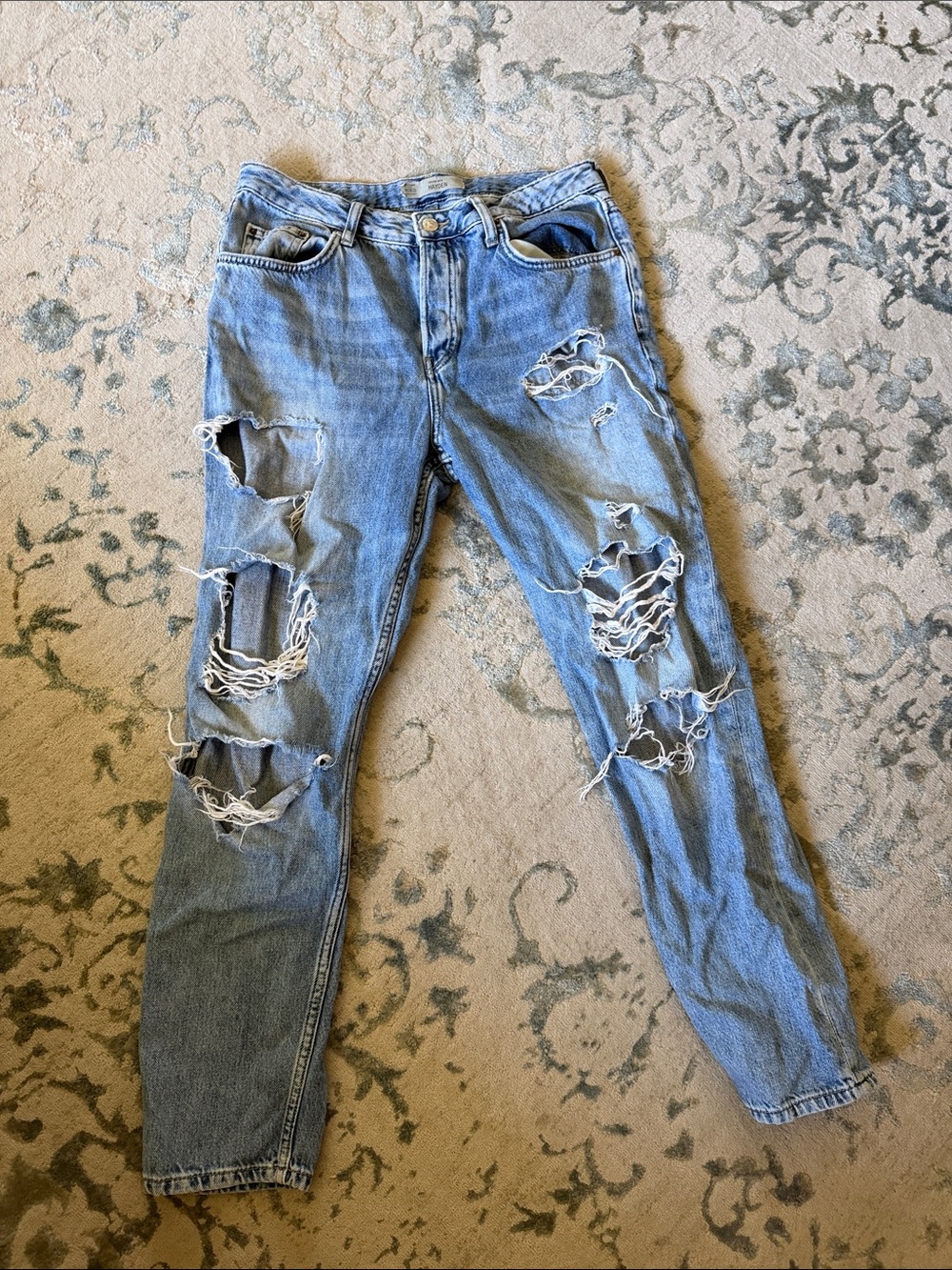 Topshop Light Blue Distressed Boyfriend Jeans